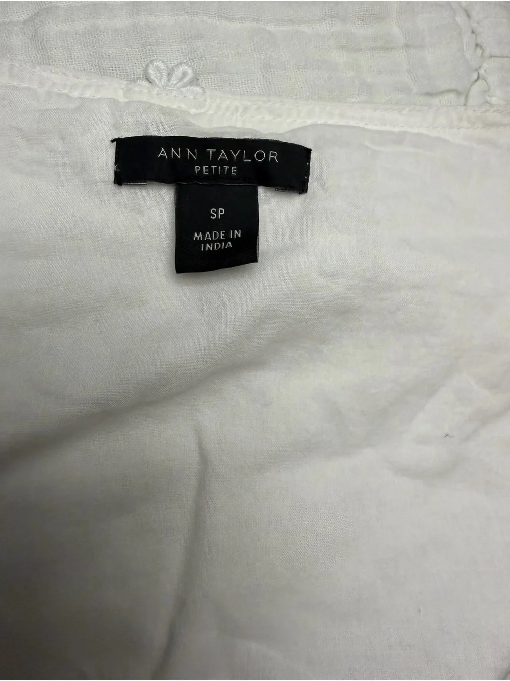 Ann Taylor White Floral Appliqué Wrap Blouse